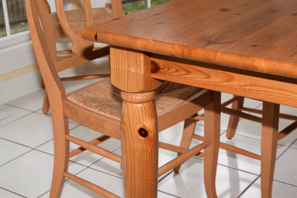 Pottery Barn Pine Farm Table and Eight Chairs