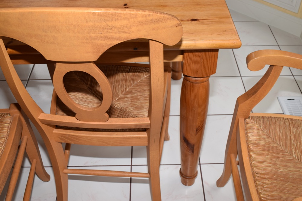 Pottery Barn Pine Farm Table and Eight Chairs