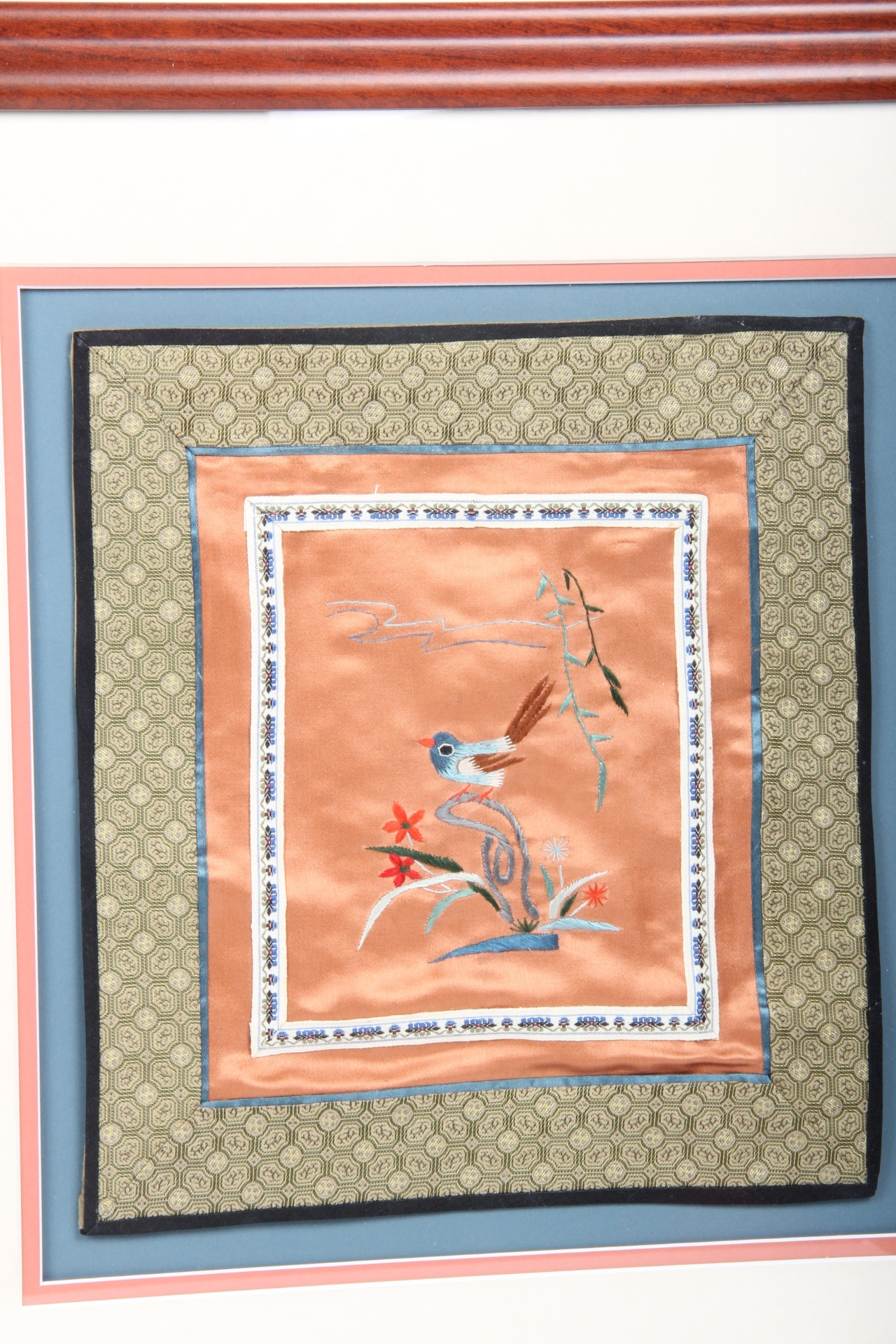 Vintage Framed Silk Embroidered Textiles