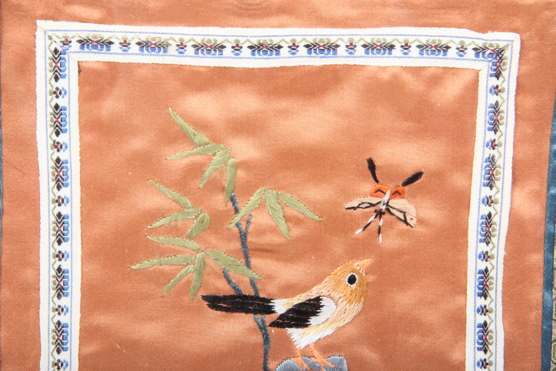 Vintage Framed Silk Embroidered Textiles