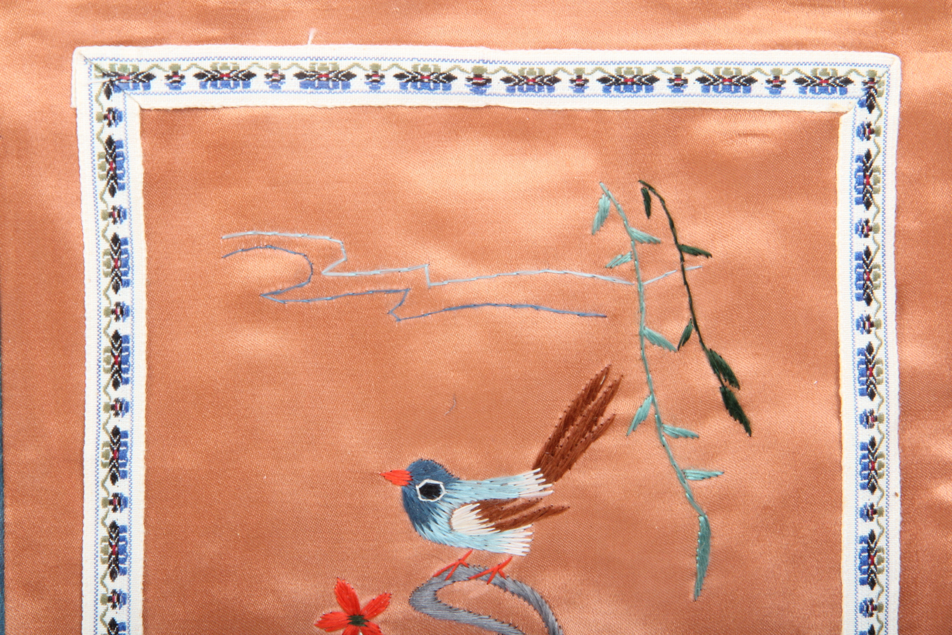 Vintage Framed Silk Embroidered Textiles