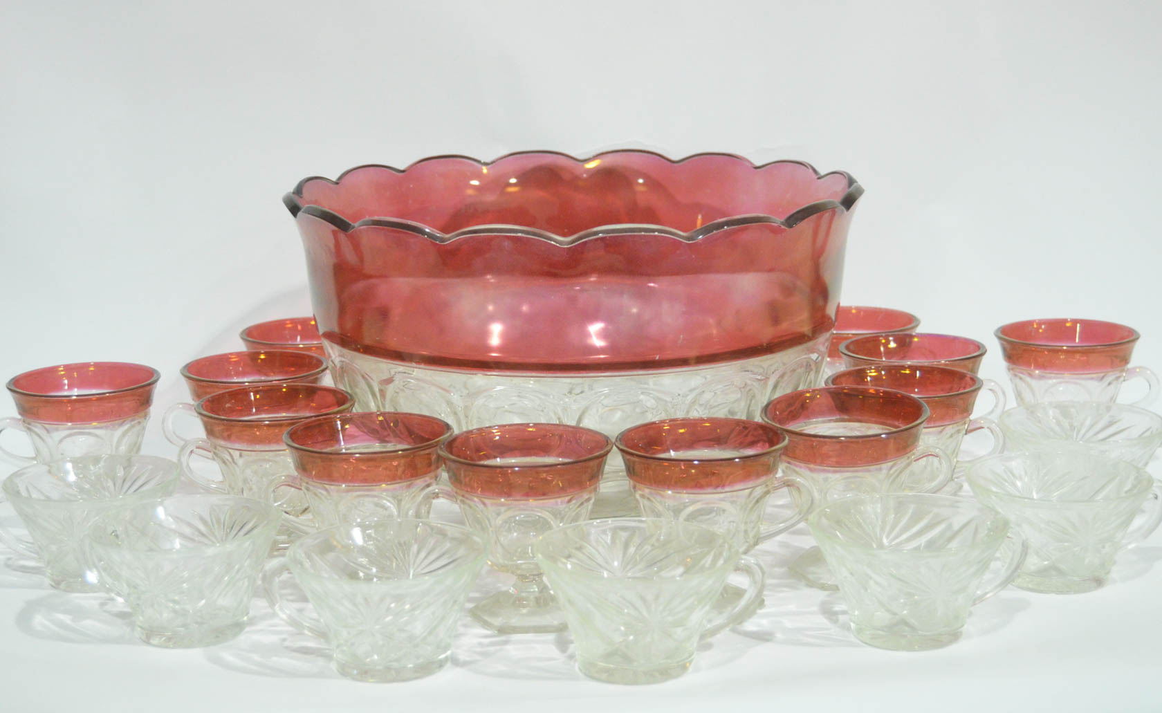 Depression Glass Punch Bowl Set with Extra Cups