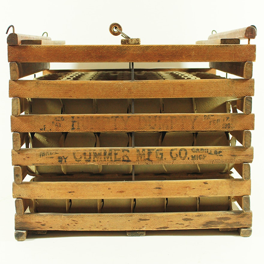 Antique "Humpty Dumpty" Wooden Egg Crate