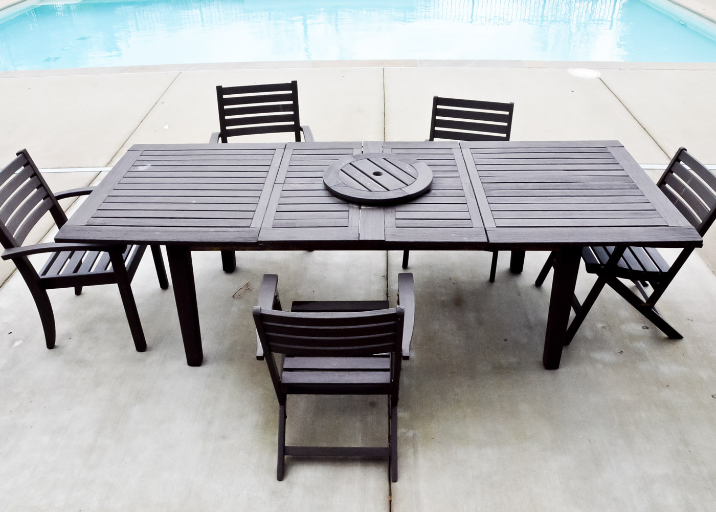 Pottery Barn Teak Outdoor Table with Five Chairs