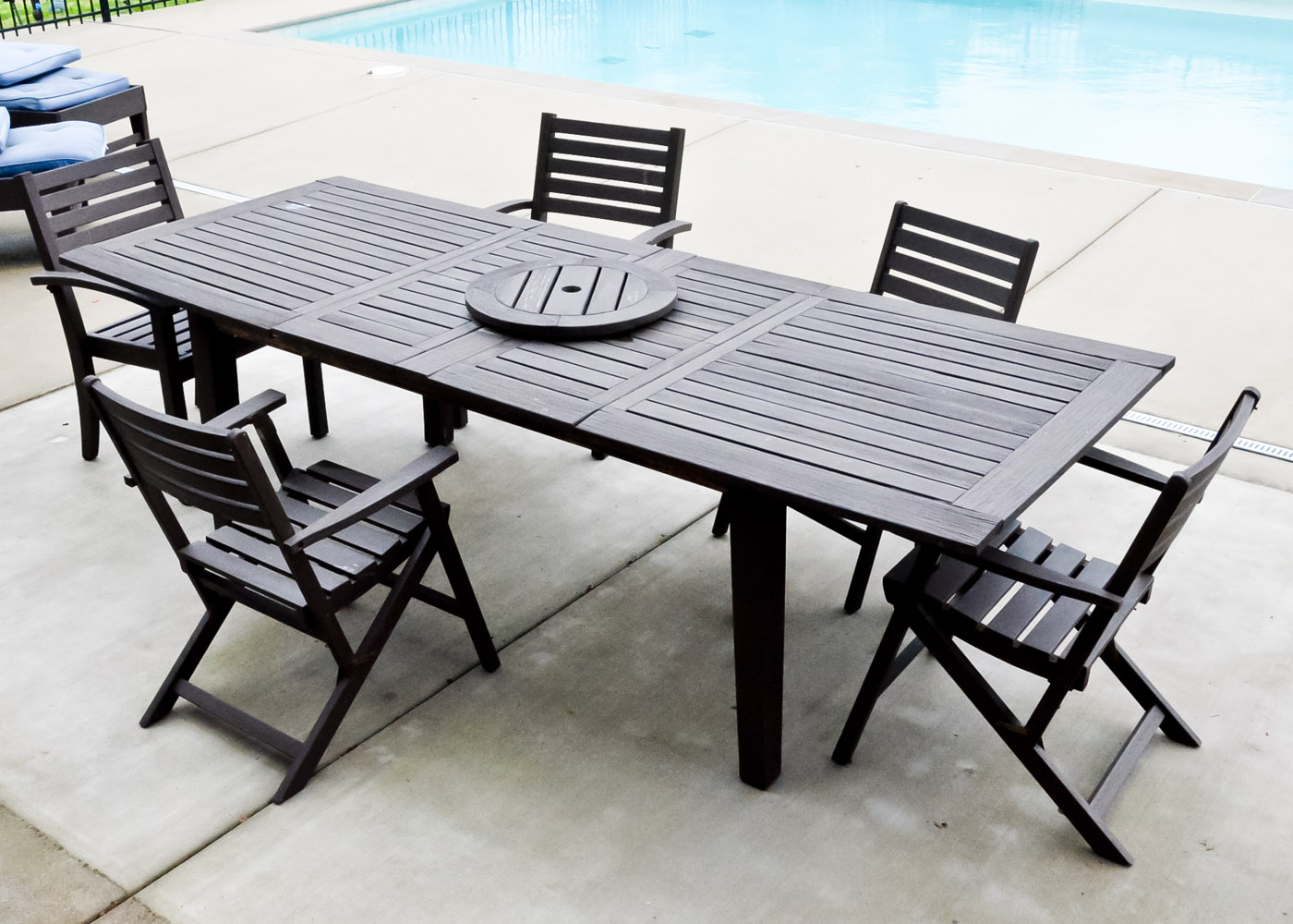 Pottery Barn Teak Outdoor Table with Five Chairs