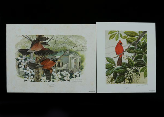 Pair of Unframed John Ruthven Prints - Robins and Cardinal