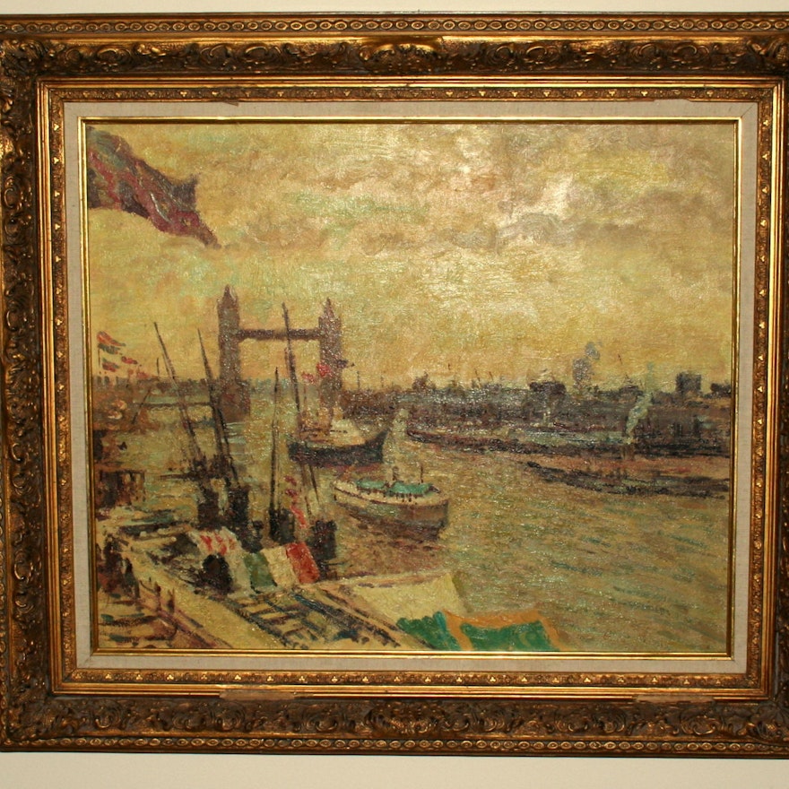 Original Oil Painting of the River Thames