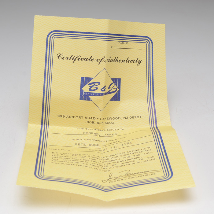 Pete Rose Signed Baseball Plus Reds Photos