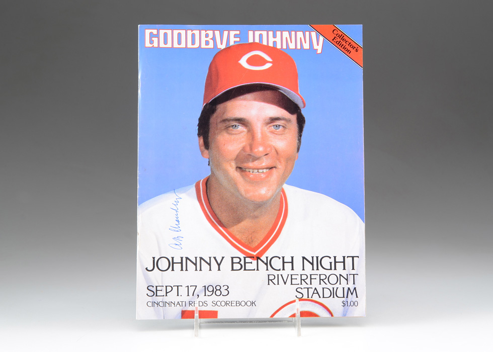 Happy Chandler Signed Johnny Bench Retirement  Program
