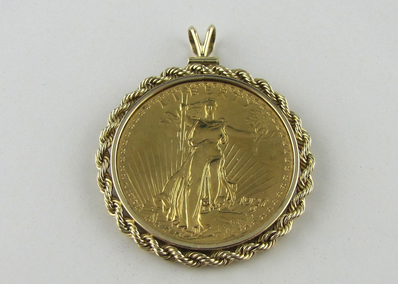 14K Pendant with 1927 St. Gaudens Twenty Dollar Gold Coin