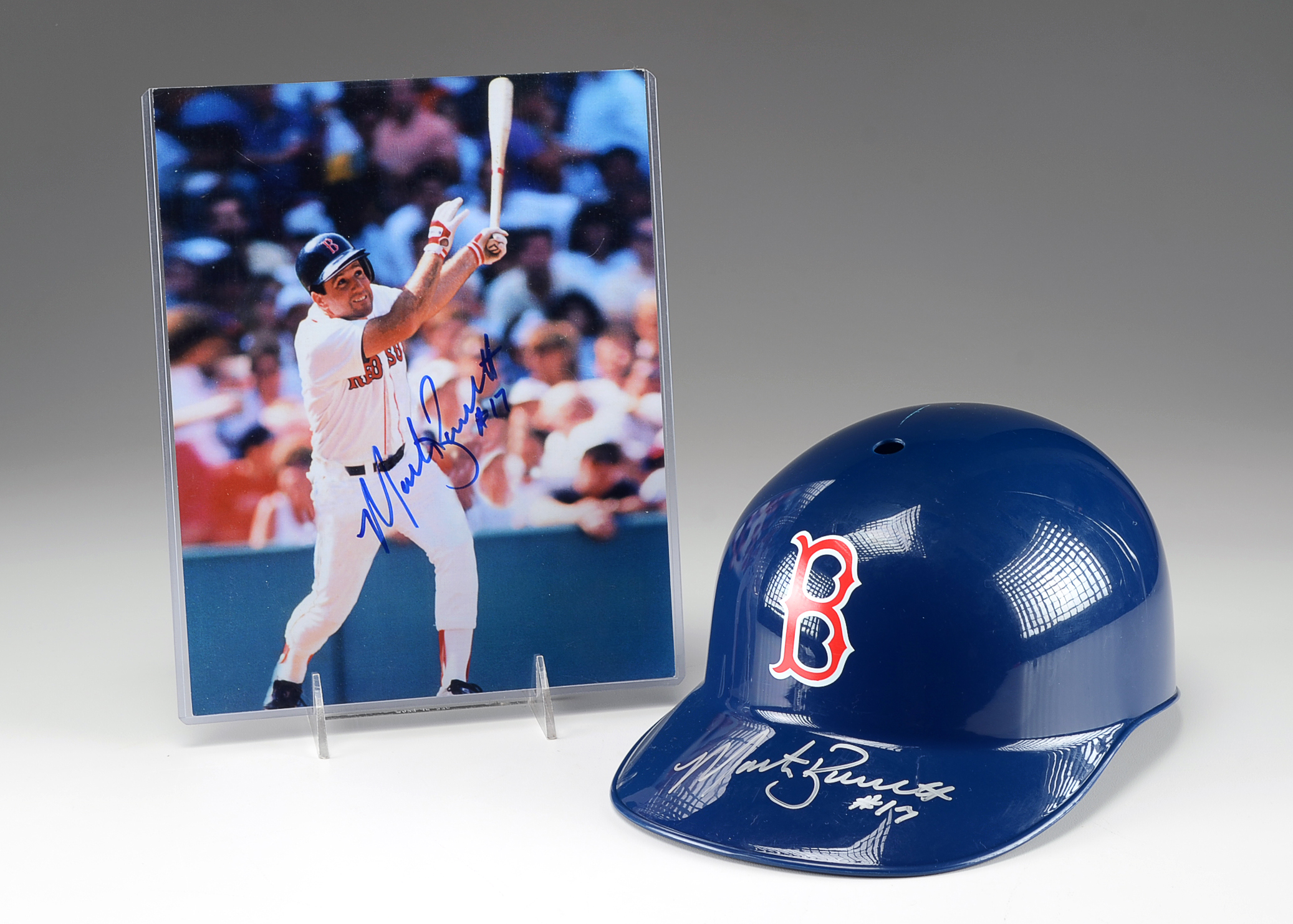 Marty Barrett Signed Boston Helmet and Photo