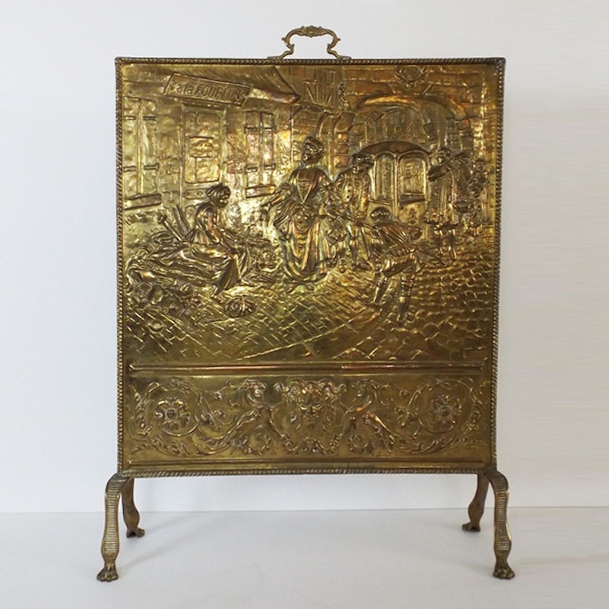 Antique French Brass Firescreen from Ruth Lyon's Estate