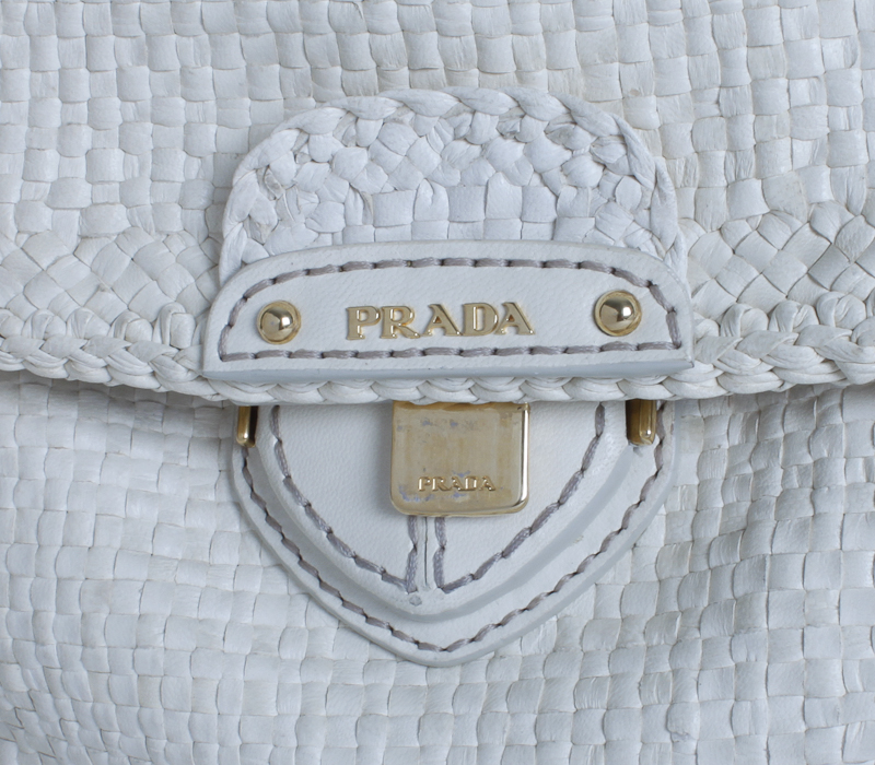 Gorgeous Cream Leather Basketweave Prada Handbag