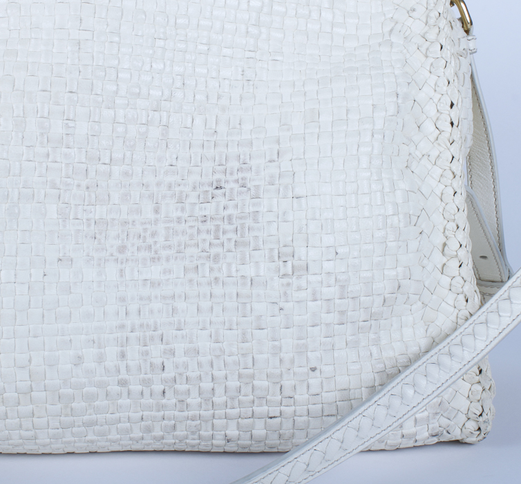 Gorgeous Cream Leather Basketweave Prada Handbag