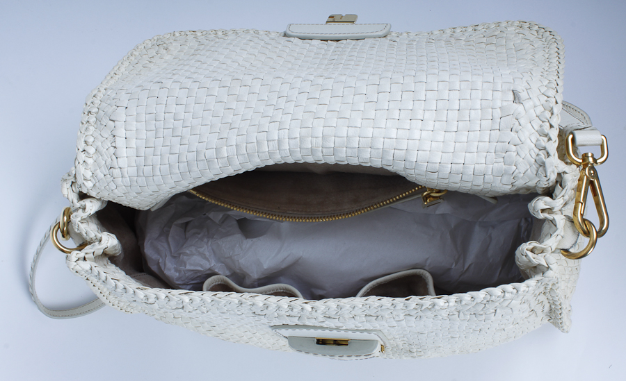 Gorgeous Cream Leather Basketweave Prada Handbag