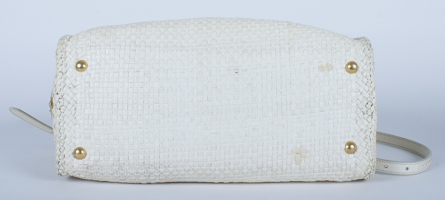 Gorgeous Cream Leather Basketweave Prada Handbag