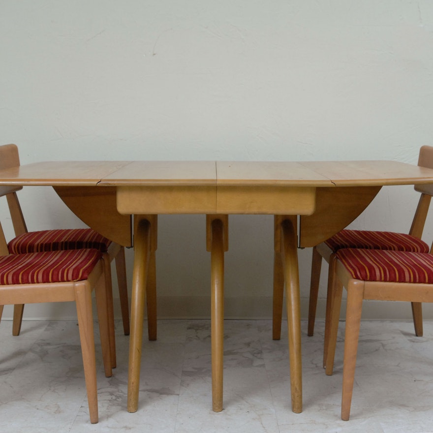 Heywood Wakefield Butterfly Drop-Leaf Dining Table and Chairs