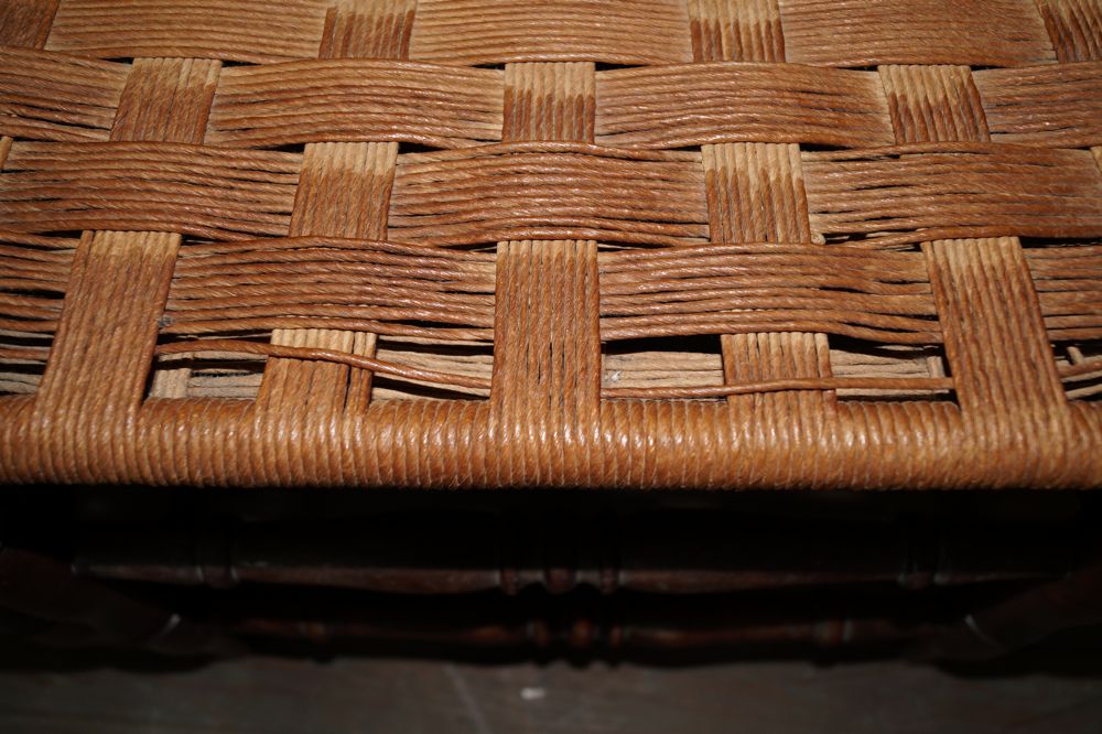 Trio of Vintage Ladder Back Chairs with Checkerboard Woven Seats