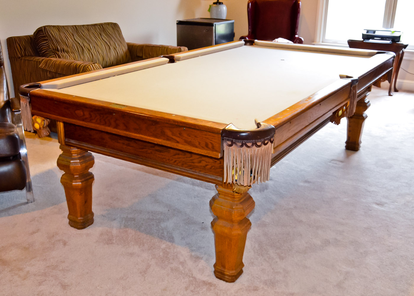 Golden Oak Brunswick Pool Table and Accessories