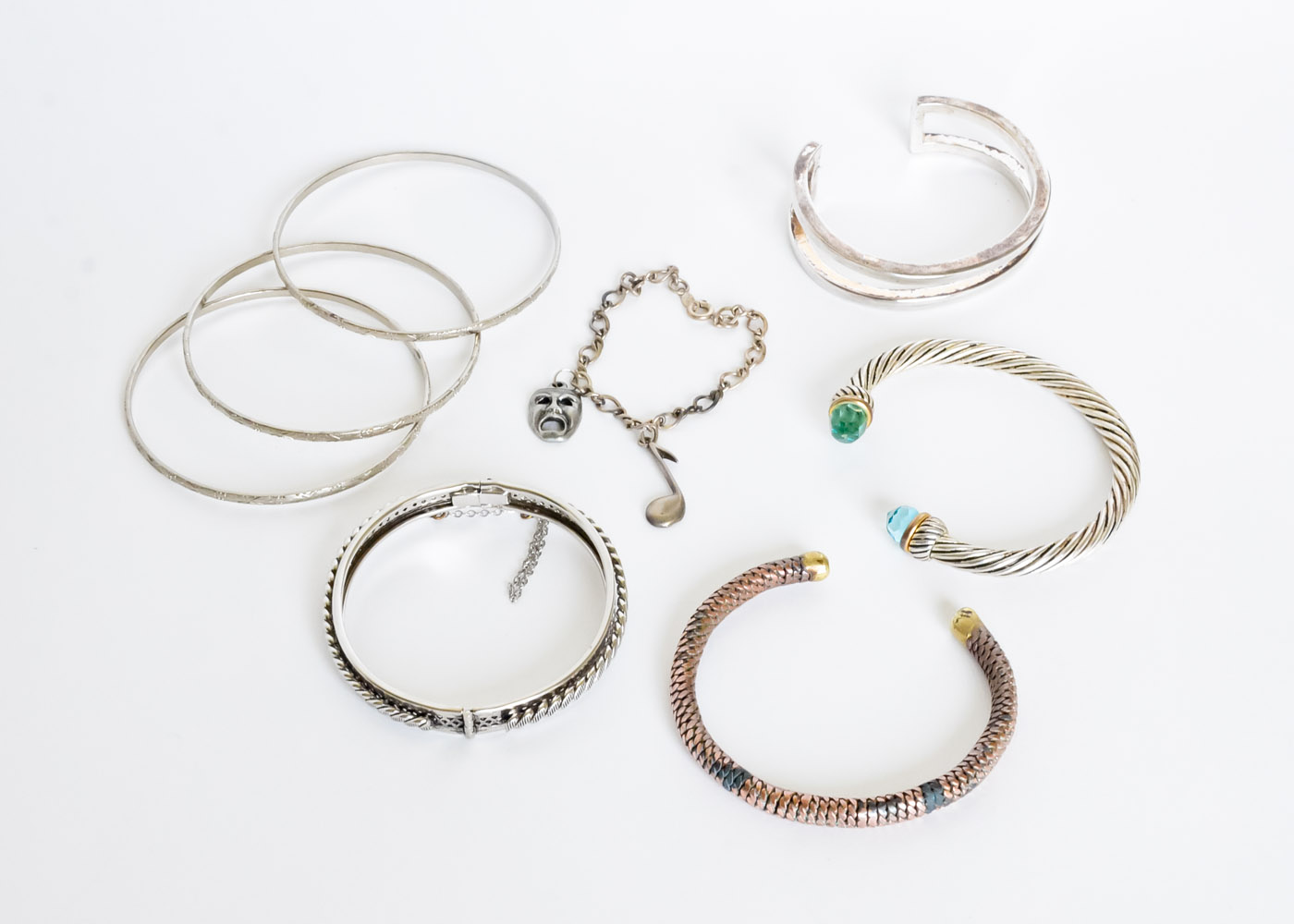 Collection of Silver Tone Bracelets