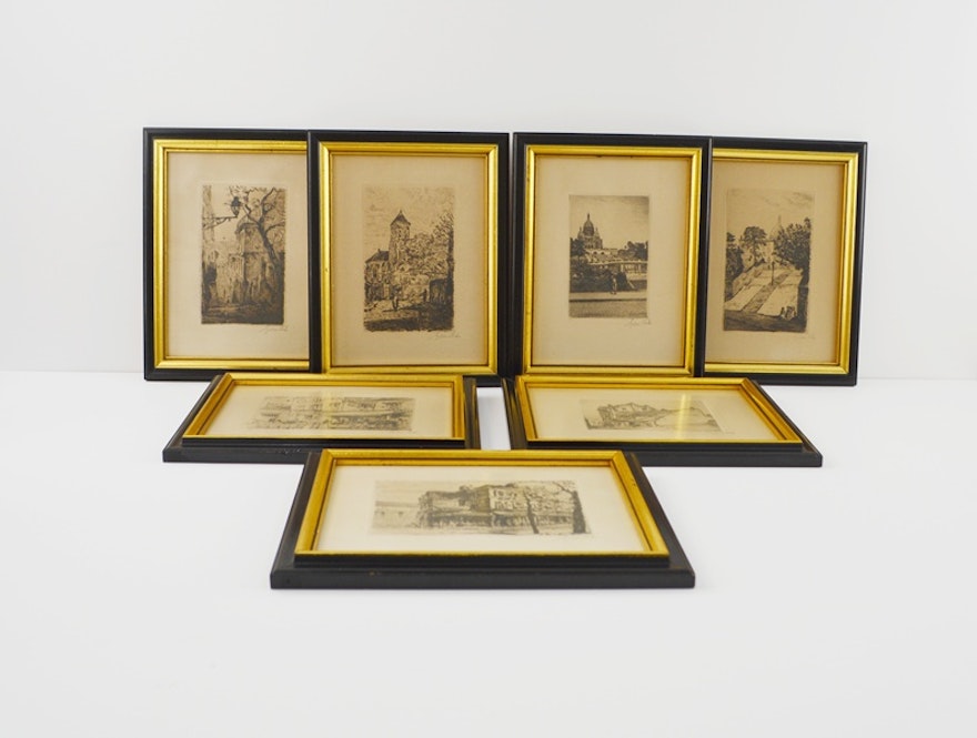 Seven Framed French Lithographs by F. Gremillet