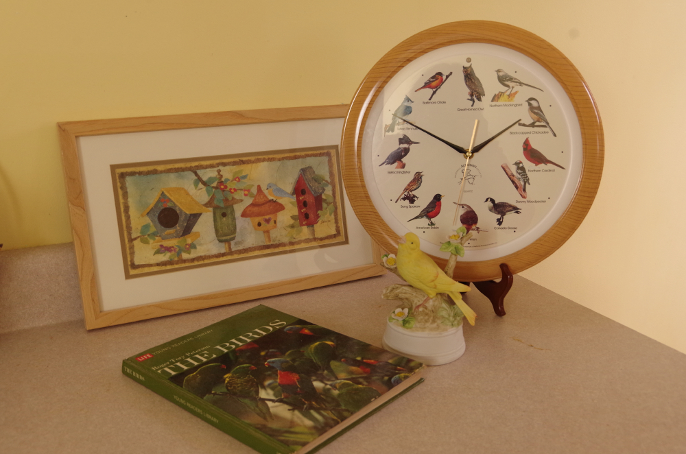 Bird Lovers Collection with Clock, Musical Figurine, & Book