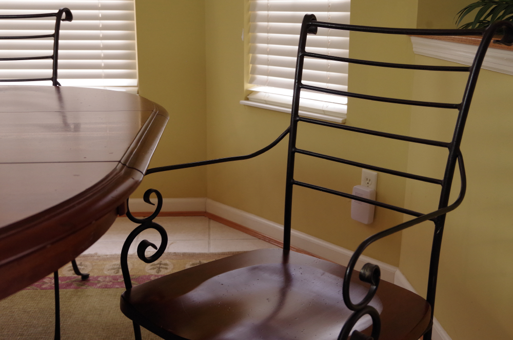 Kincaid Iron and Wood Dining Room Table with Four Chairs