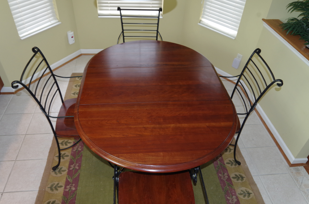 Kincaid Iron and Wood Dining Room Table with Four Chairs