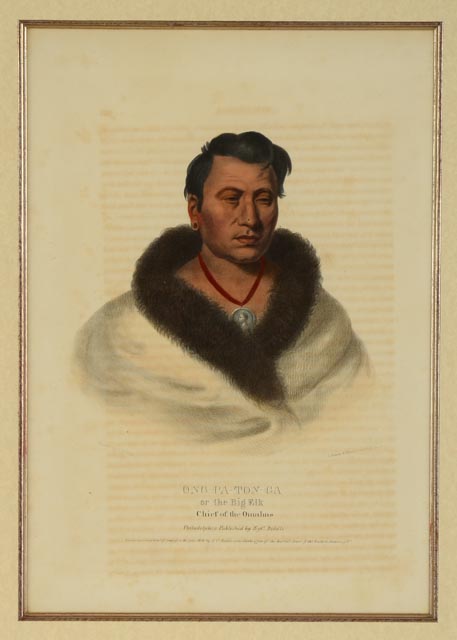 "Ong-Pa-Ton-Ga" McKenney and Hall Hand Colored Lithograph