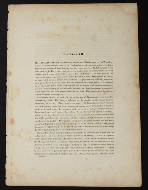 "Ma Has Kah" McKenney and Hall Hand Tinted Lithograph and Text