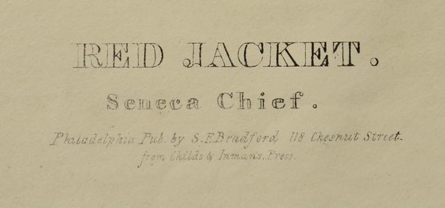 "Red Jacket" McKenney and Hall Hand Tinted Lithograph