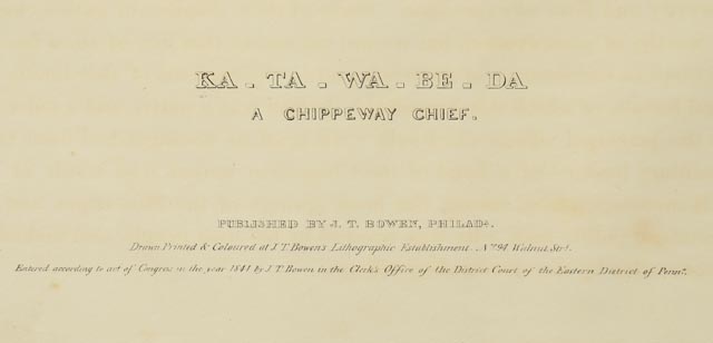 "Ka-Ta-Wa-Be-Da" McKenney and Hall Hand Tinted Lithograph