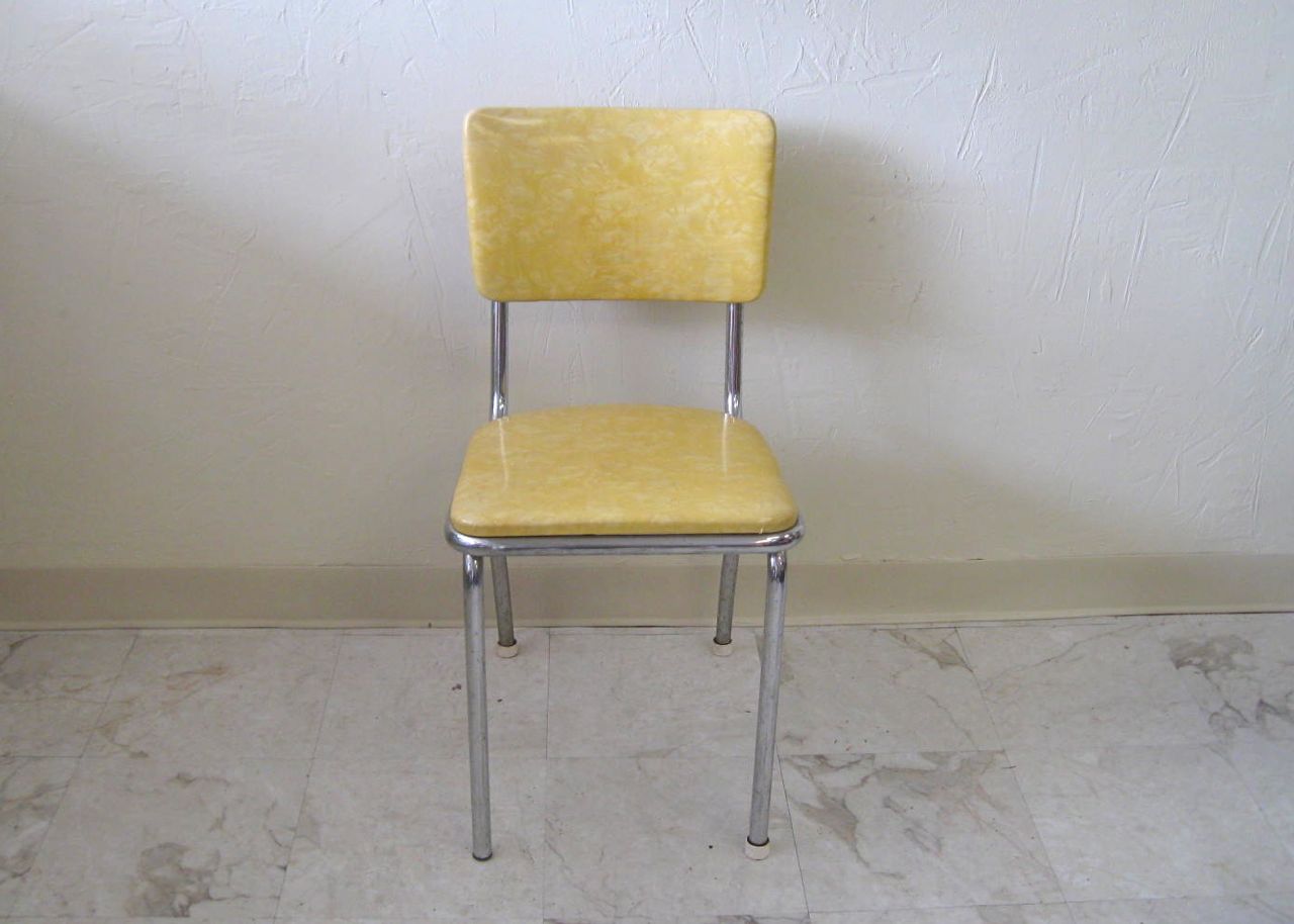 Mid-Century Yellow Vinyl Kitchen Chair
