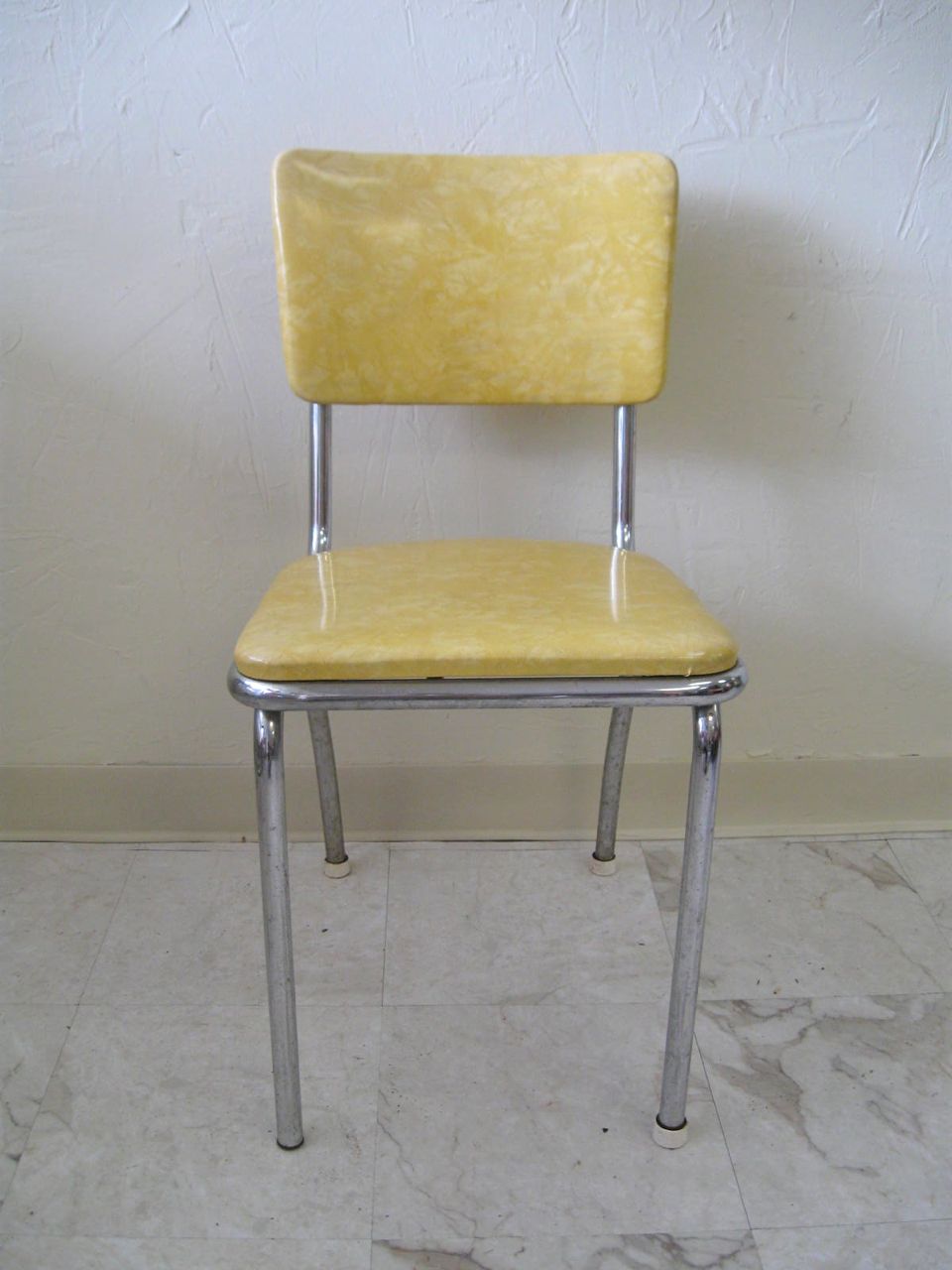 Mid-Century Yellow Vinyl Kitchen Chair