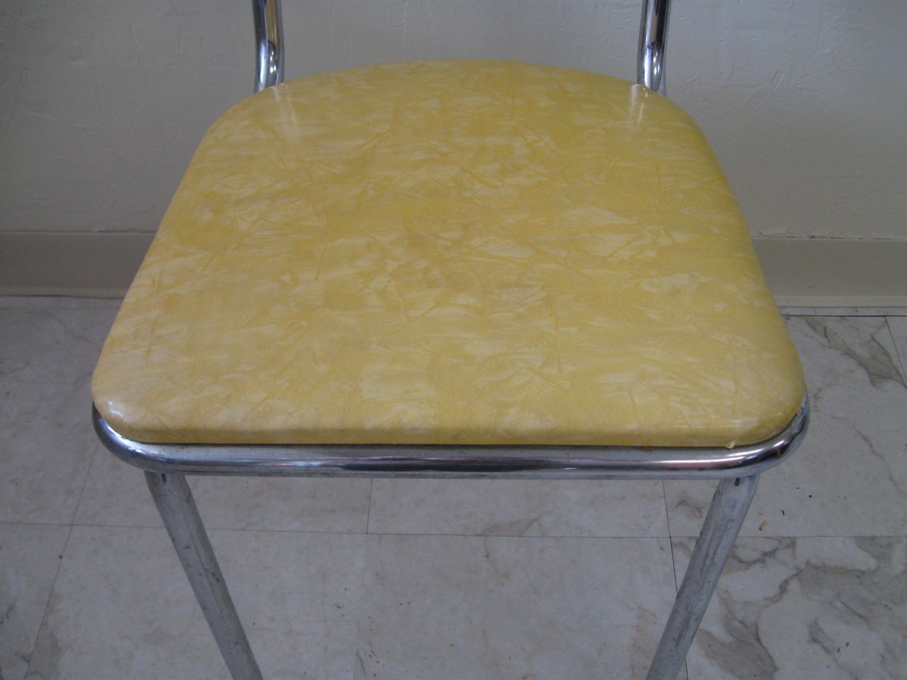 Mid-Century Yellow Vinyl Kitchen Chair