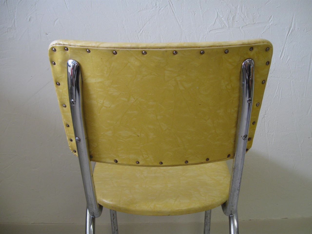 Mid-Century Yellow Vinyl Kitchen Chair