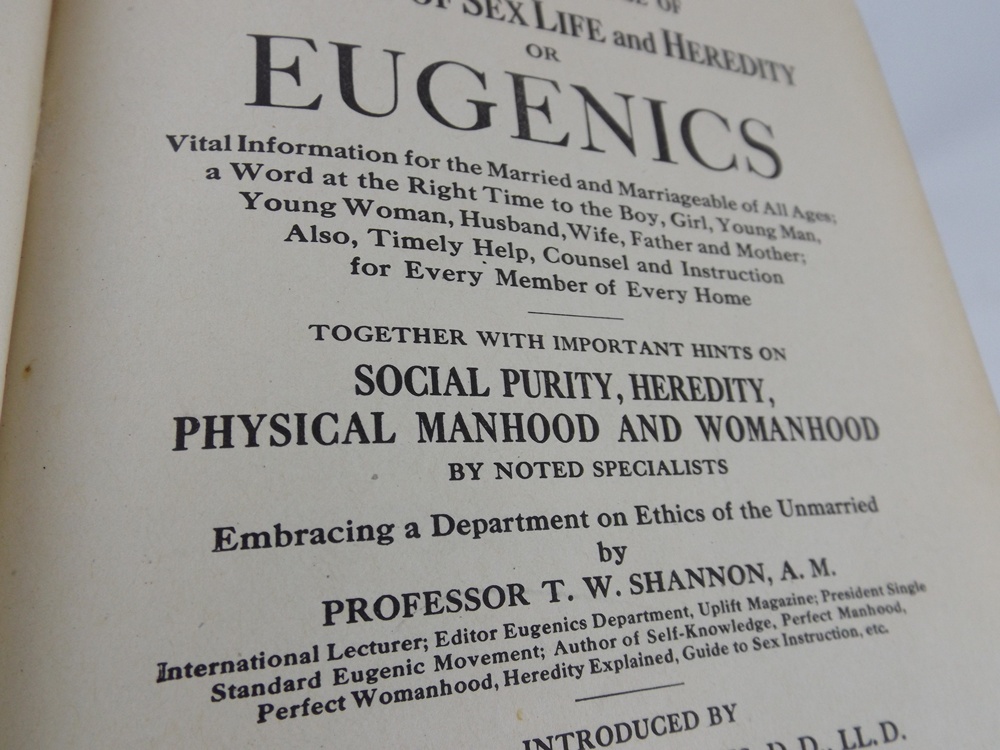 1916 Volume "Eugenics: The Laws of Sex Life and Heredity"