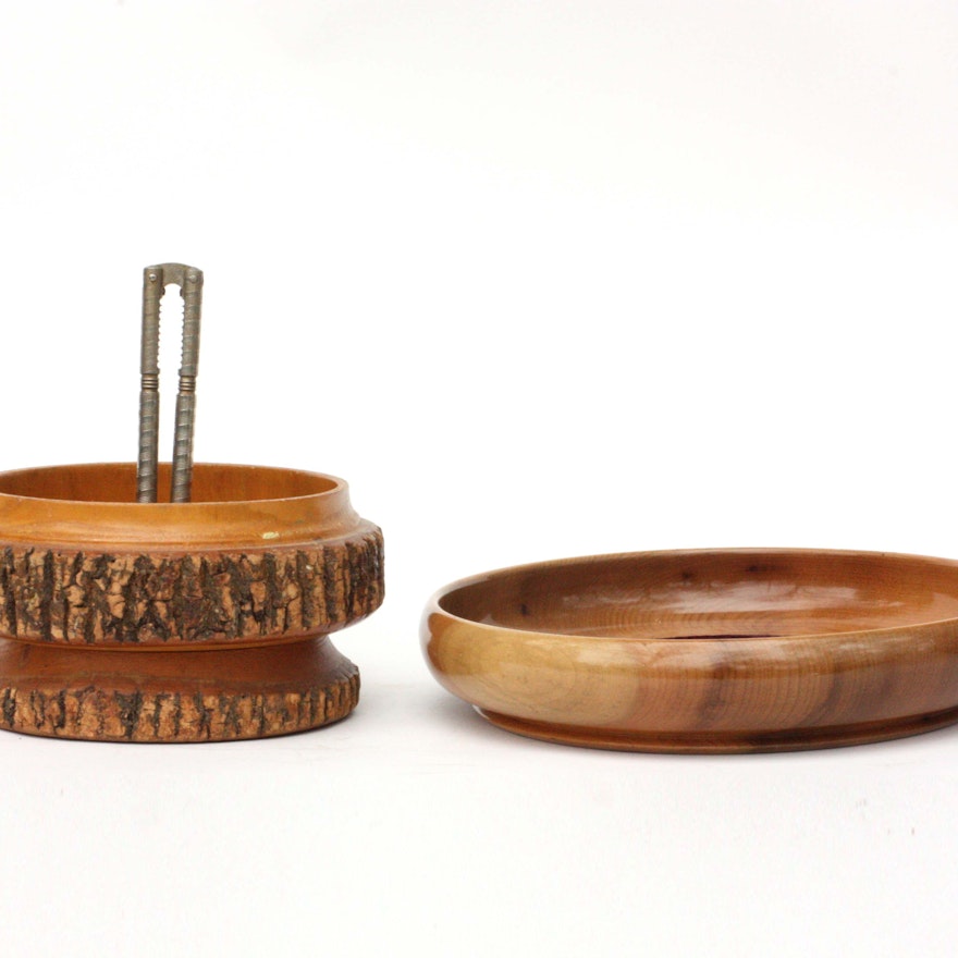 Mid Century Nut Bowl and Myrtlewood Bowl