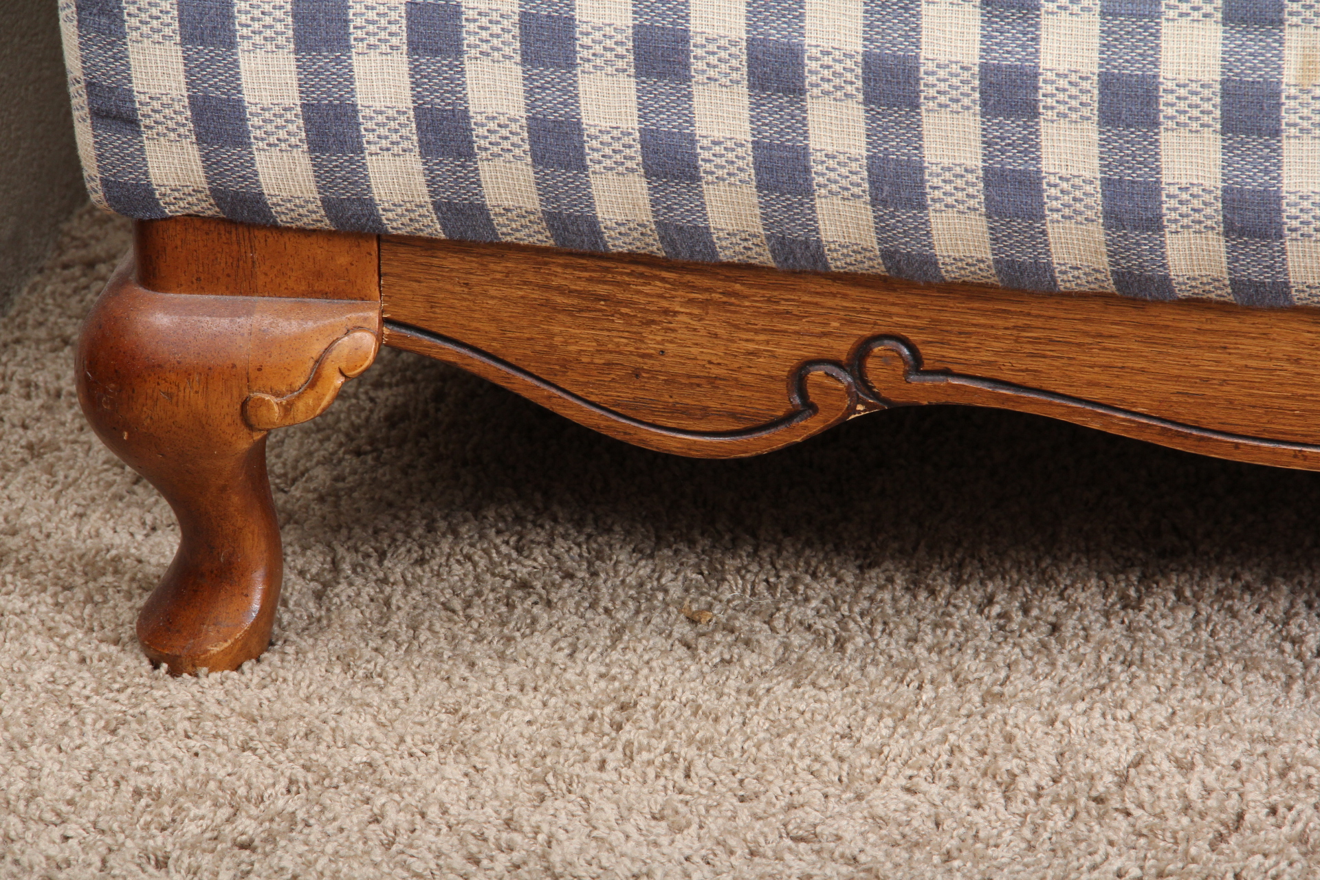 Blue and White Gingham Sofa