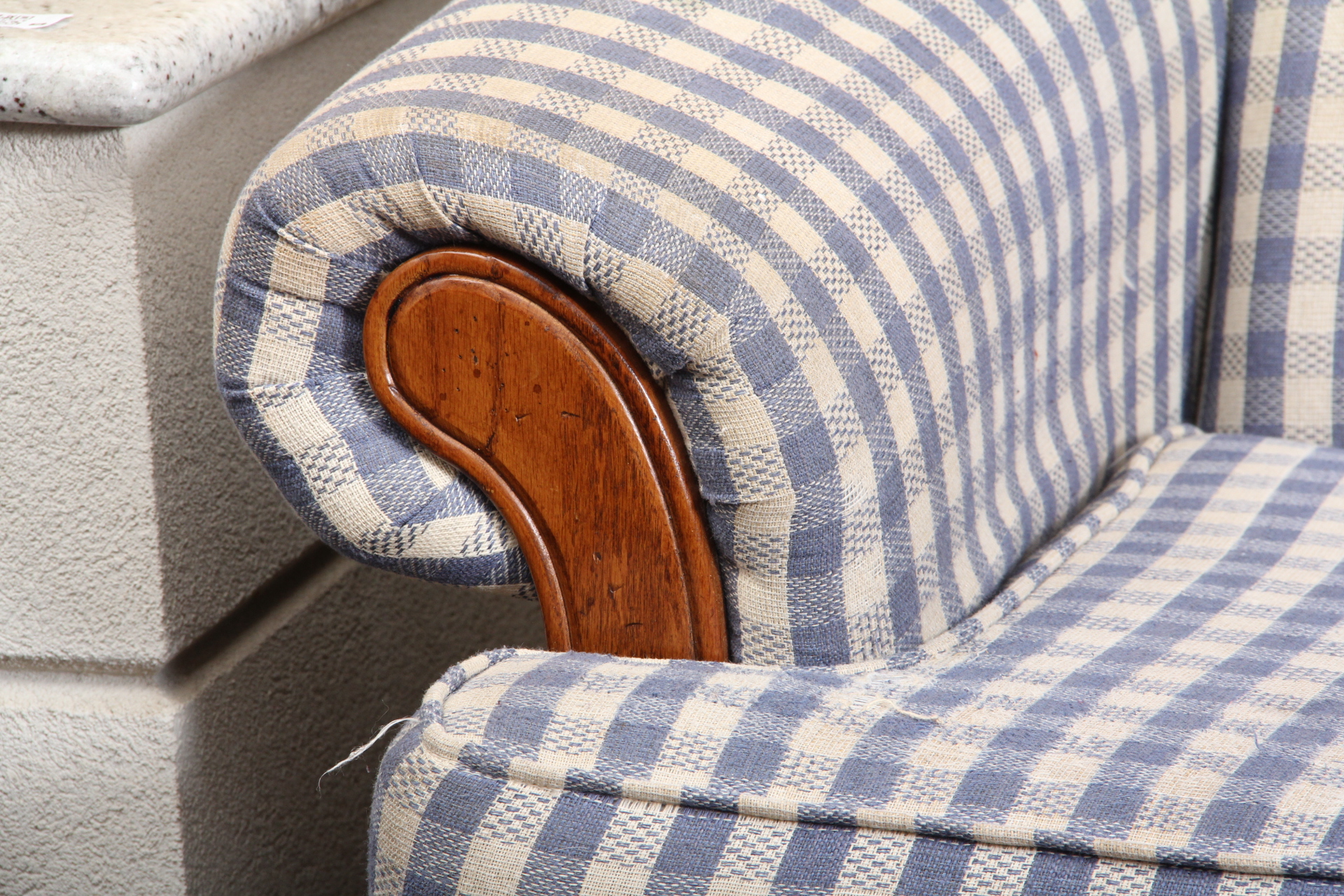 Blue and White Gingham Sofa