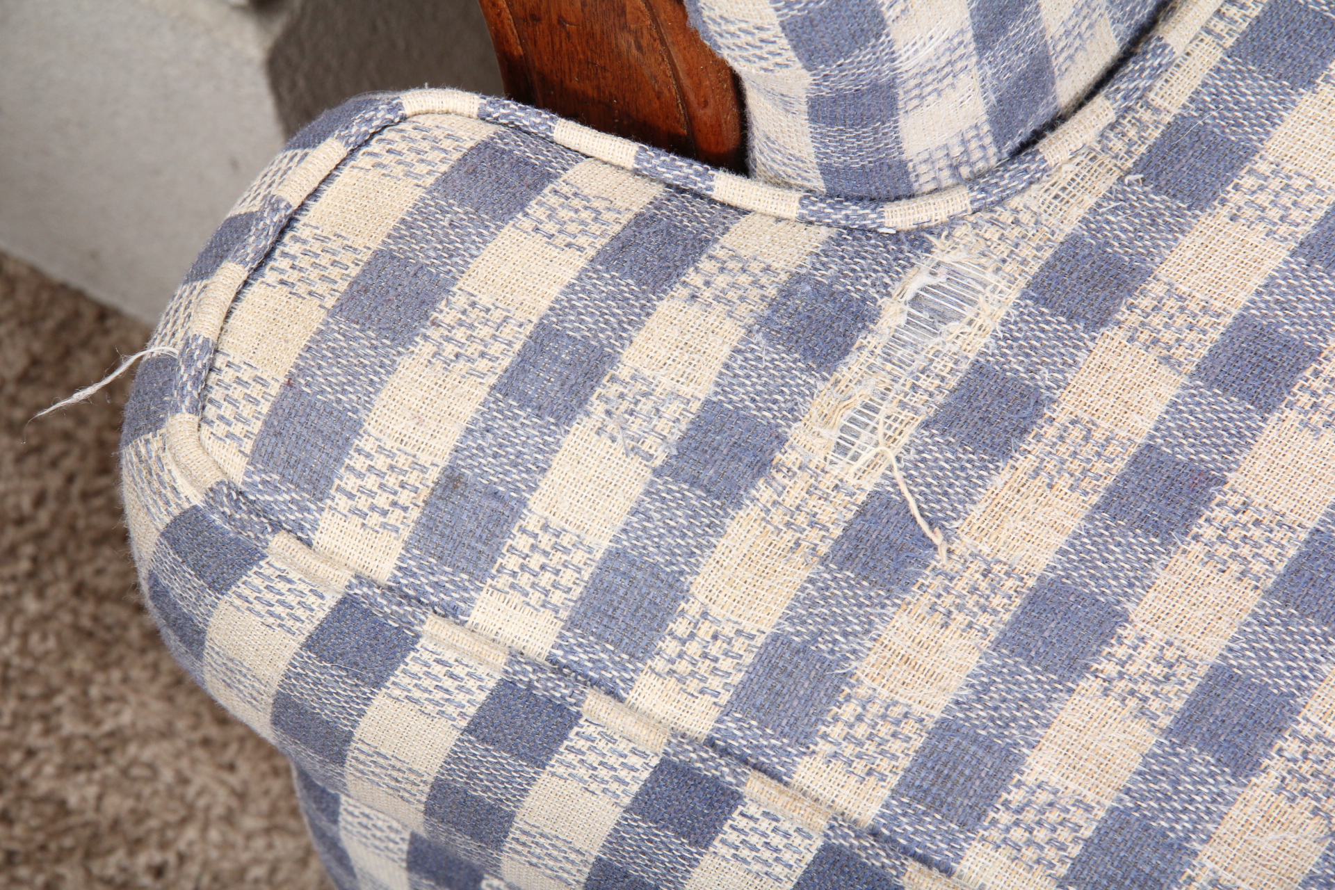 Blue and White Gingham Sofa