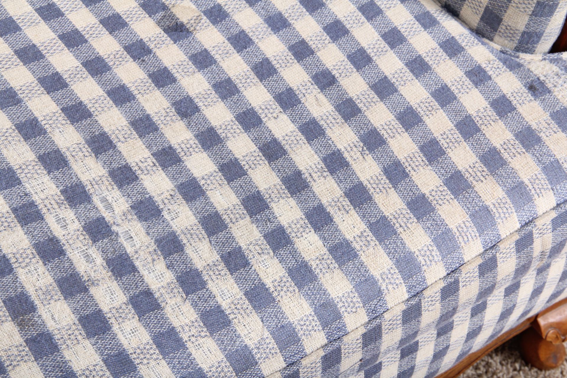 Blue and White Gingham Sofa