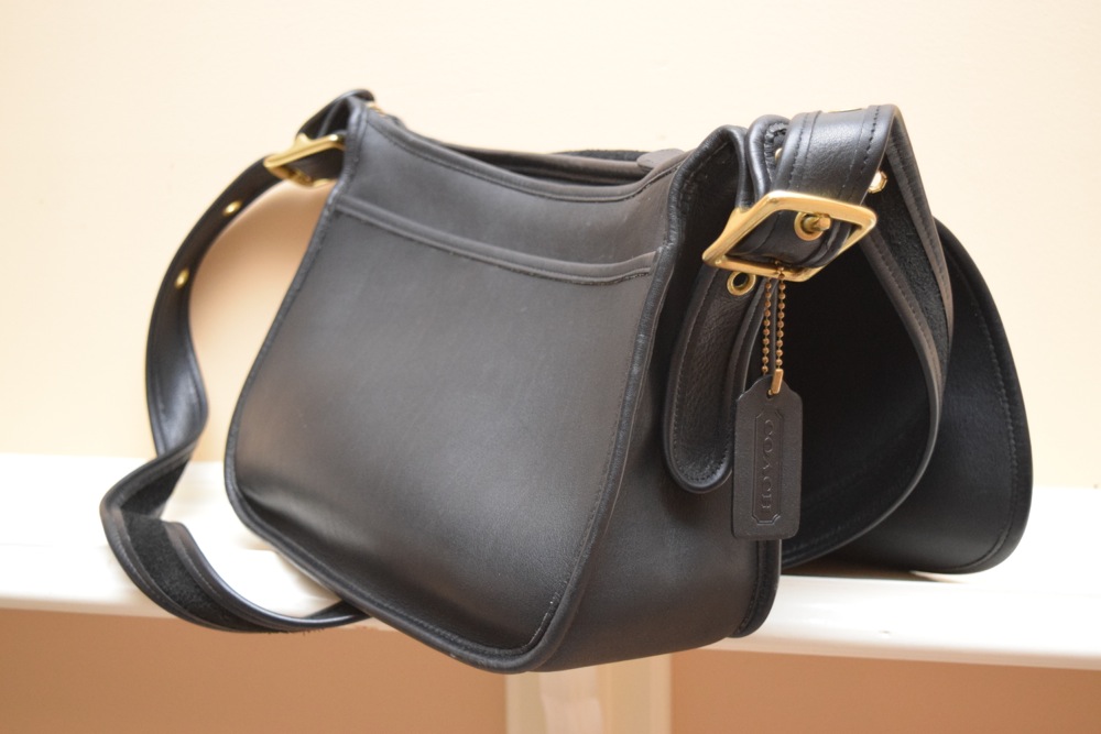 Black Leather Coach Shoulder Bag