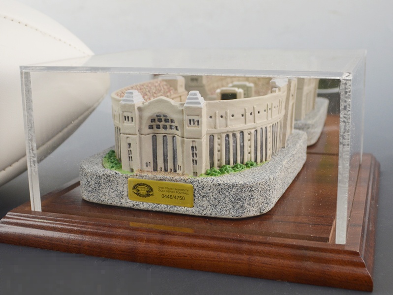 Cooper and Herbstreit Autographed Football and OSU Stadium Statue