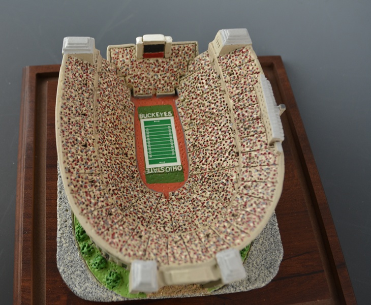 Cooper and Herbstreit Autographed Football and OSU Stadium Statue