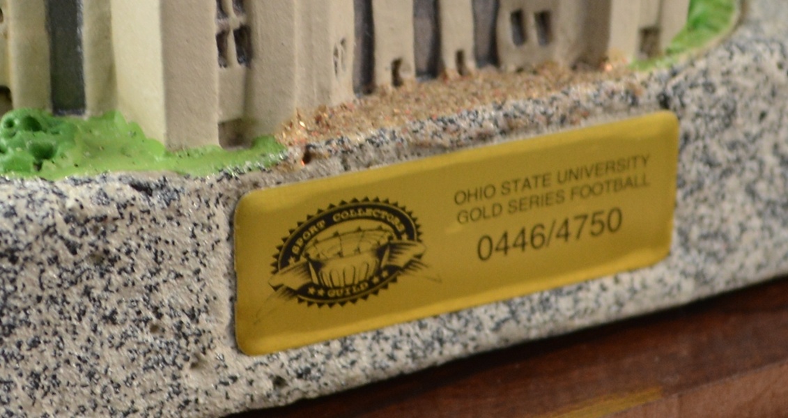 Cooper and Herbstreit Autographed Football and OSU Stadium Statue