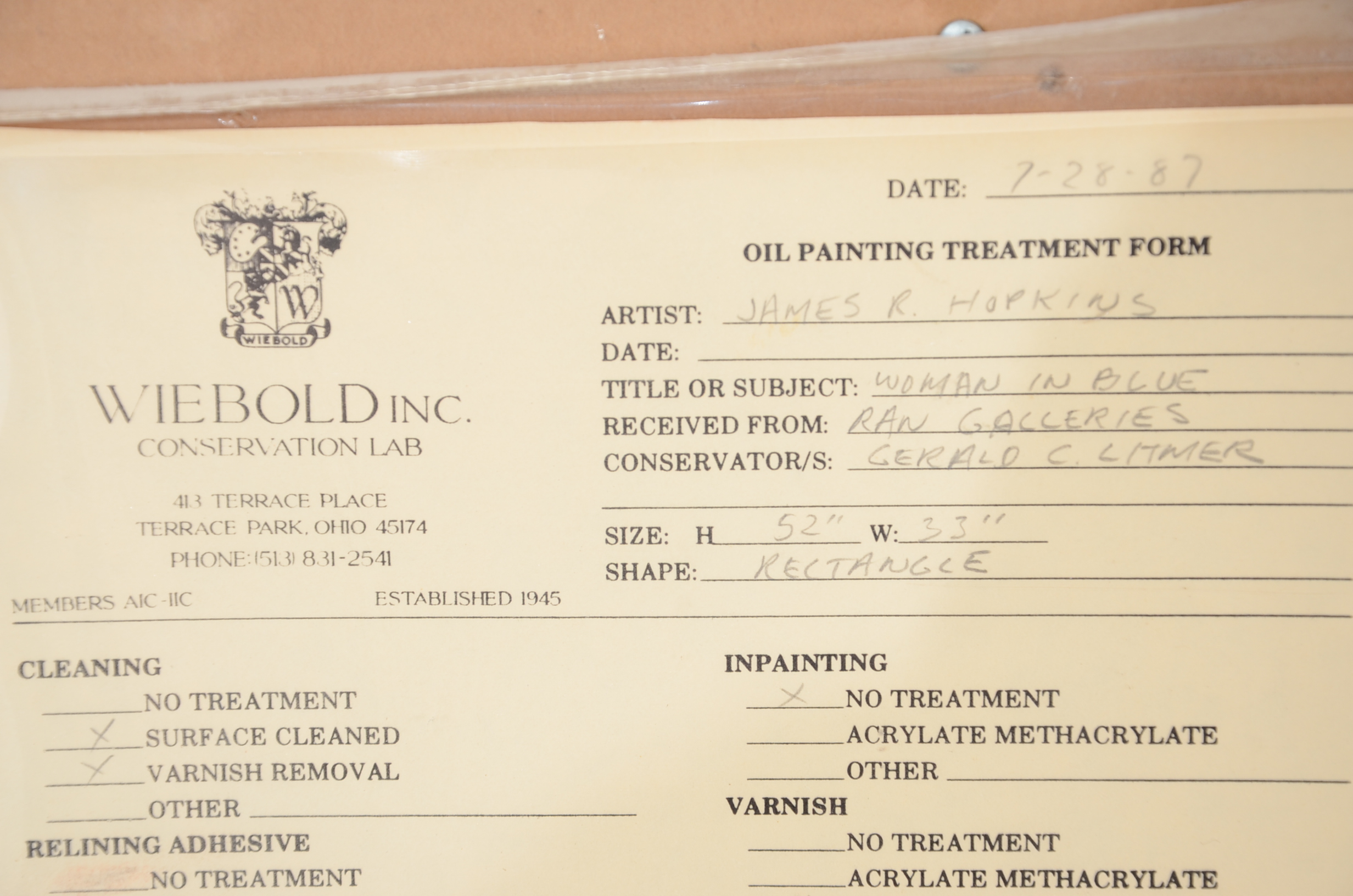 Original Portrait Painting by James R. Hopkins