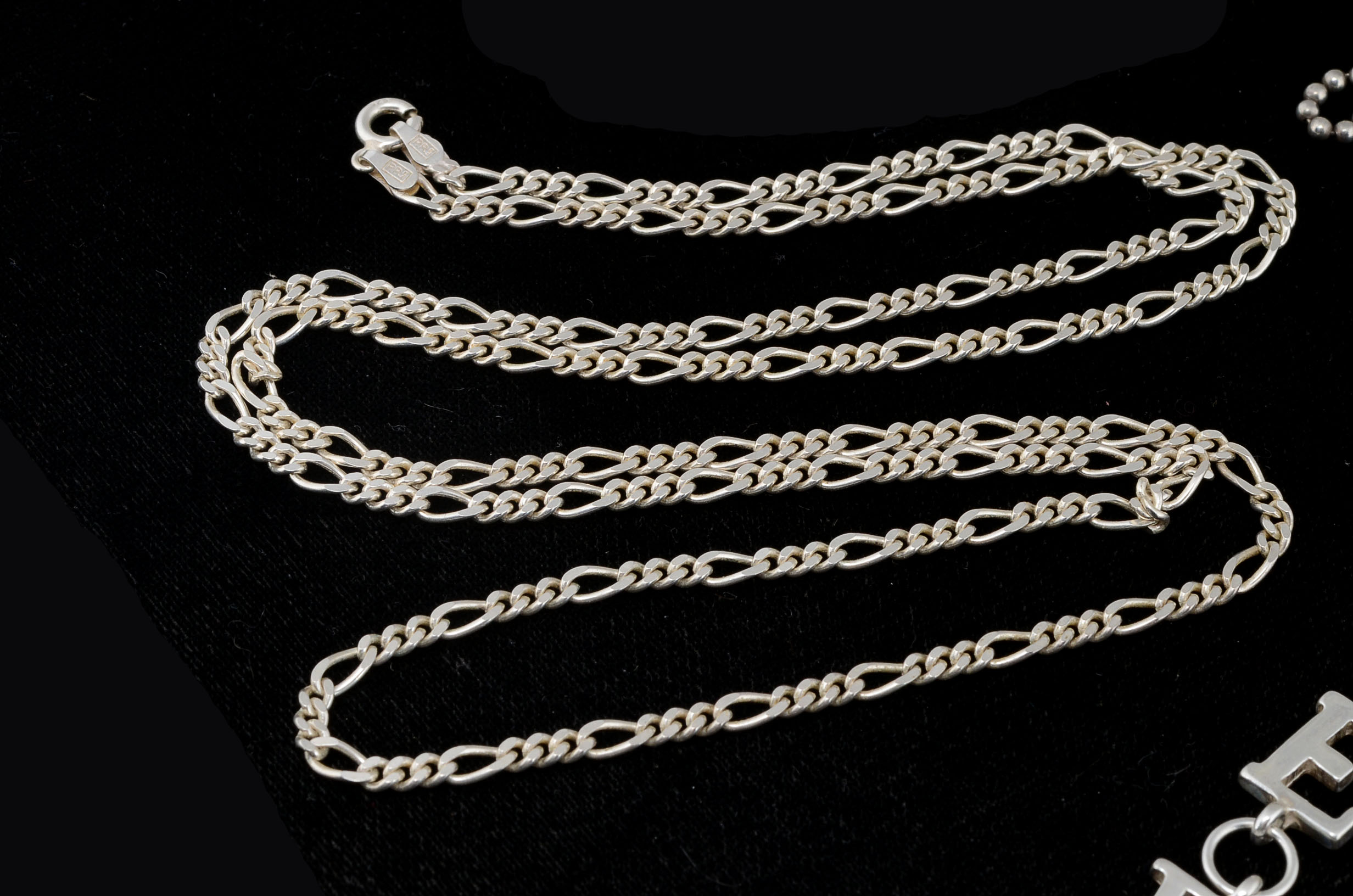 Sterling Silver Necklace Chains and "I Love You" Bracelet