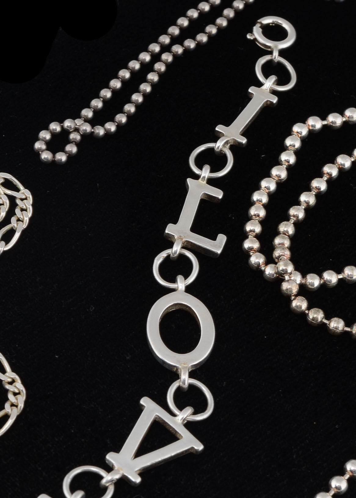 Sterling Silver Necklace Chains and "I Love You" Bracelet