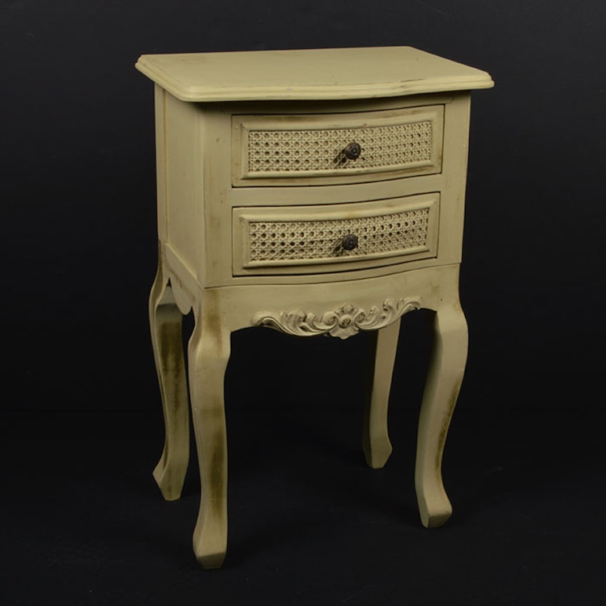 French Provincial Style Two Drawer End Table